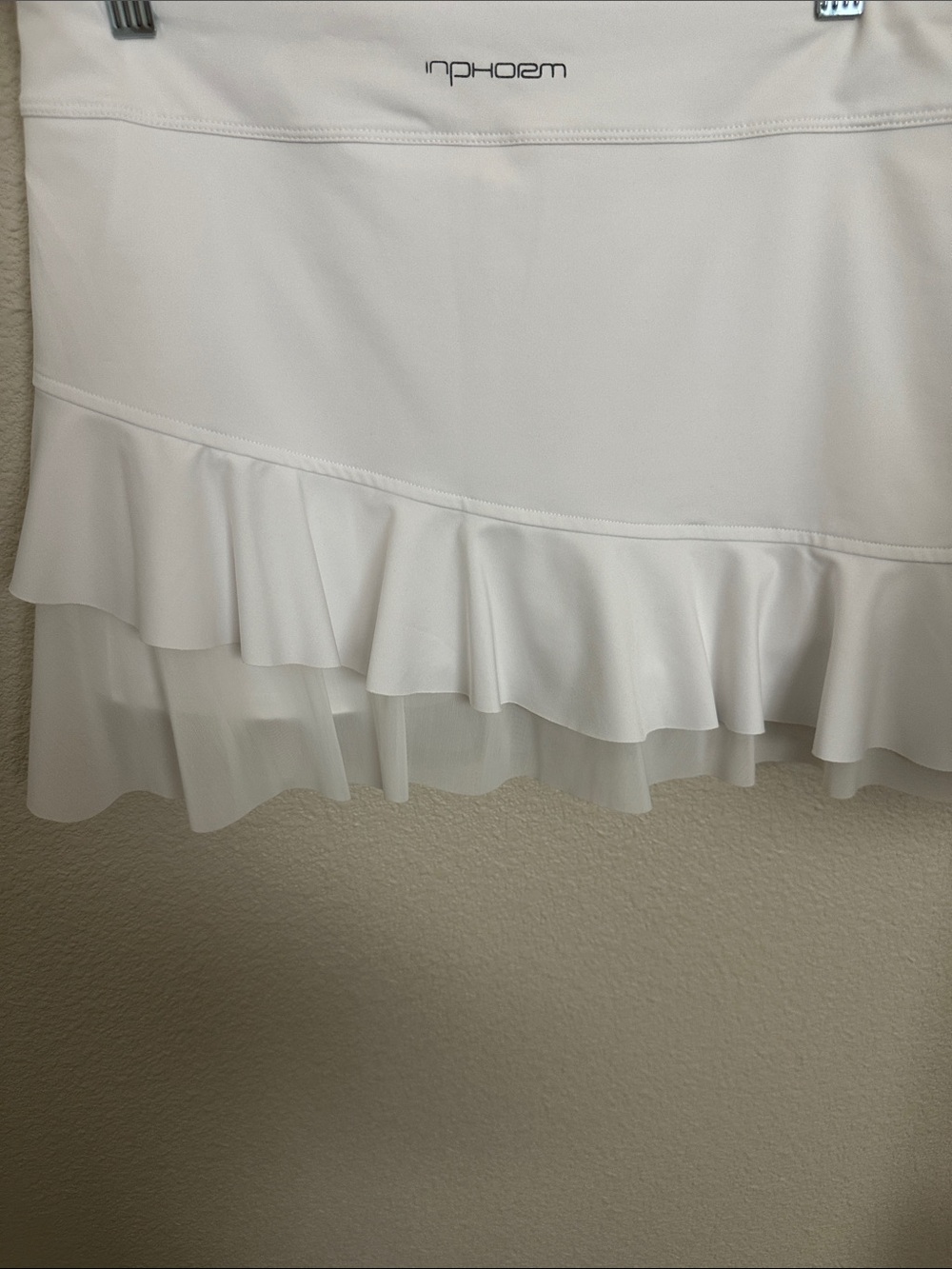 INPHORM White Ruffle Hem Mesh Tennis Skirt